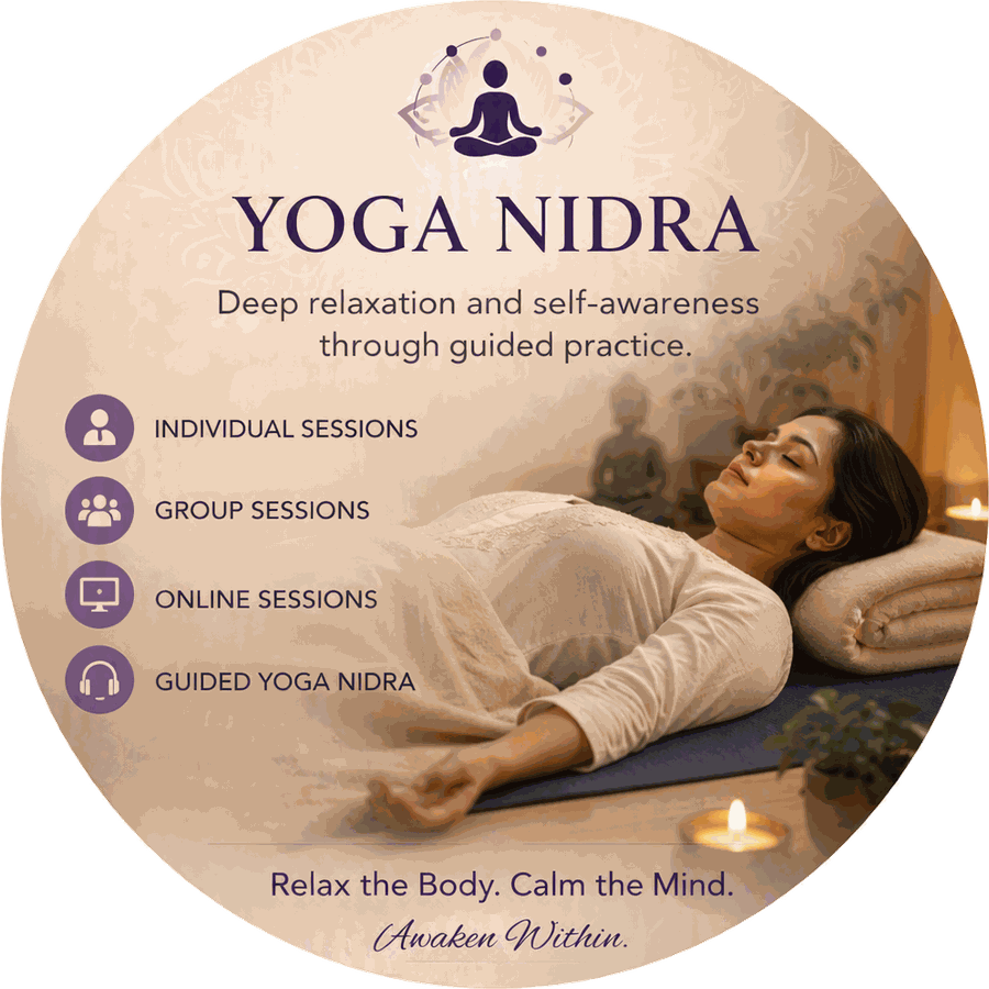 Yoga Nidra — deep relaxation and self-awareness through guided practice. Individual, group and online sessions.